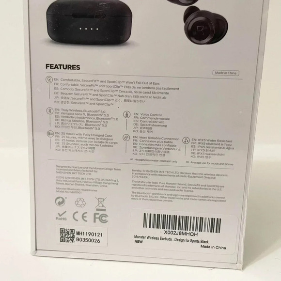 Monster Achieve  100 Airlinks Headphones Bluetooth USB-C Water Resist Sealed - Picture 8 of 13